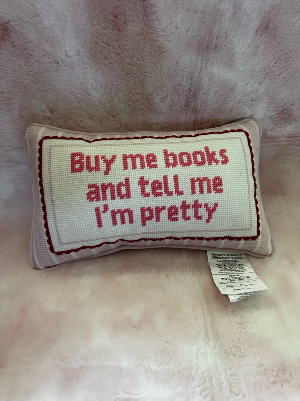 Buy Me Books and Tell Me I’m Pretty - Needlepoint Pillow NWT Cupcakes & Cashmere